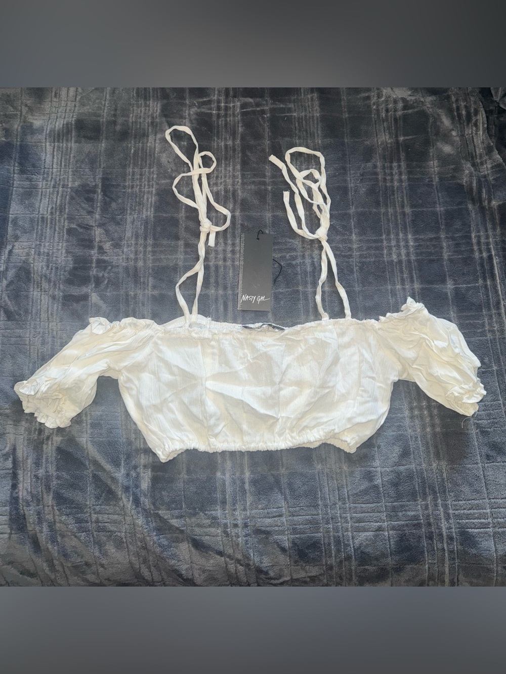 Nasty Gal Cream Off-Shoulder Beach Top
